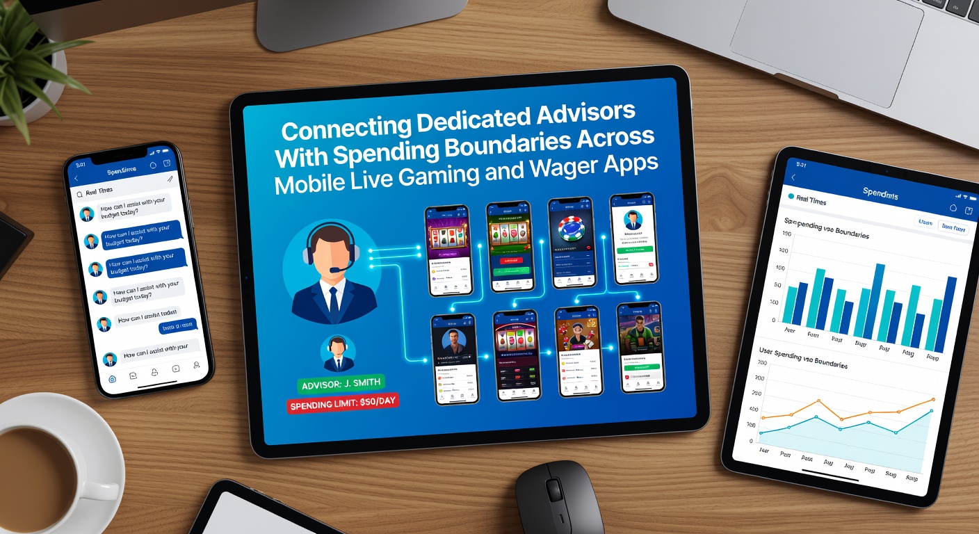 Mobile live gaming interface showing spending limit settings connected to advisor tools
