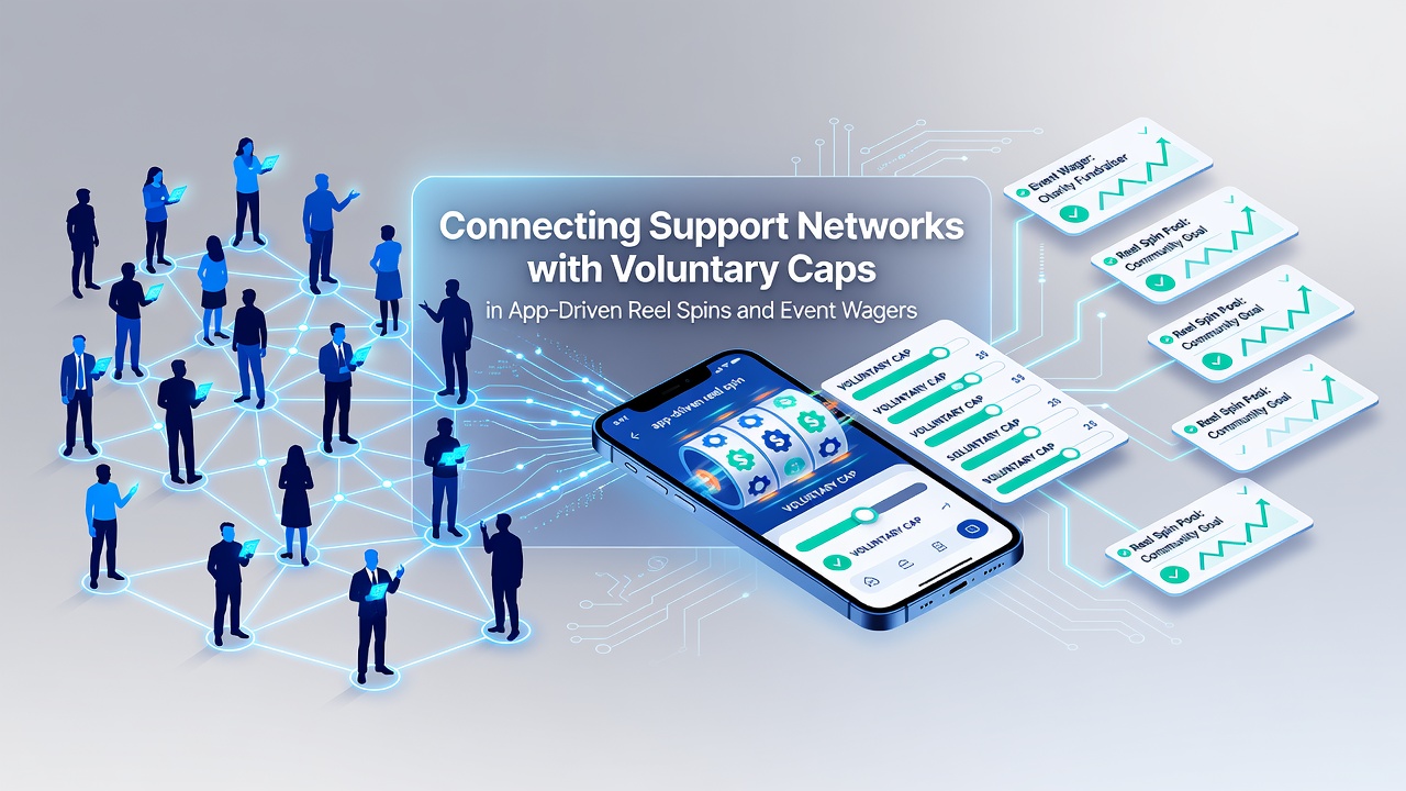 Mobile app interface showing voluntary spending caps and support network options for reel spins and sports wagers