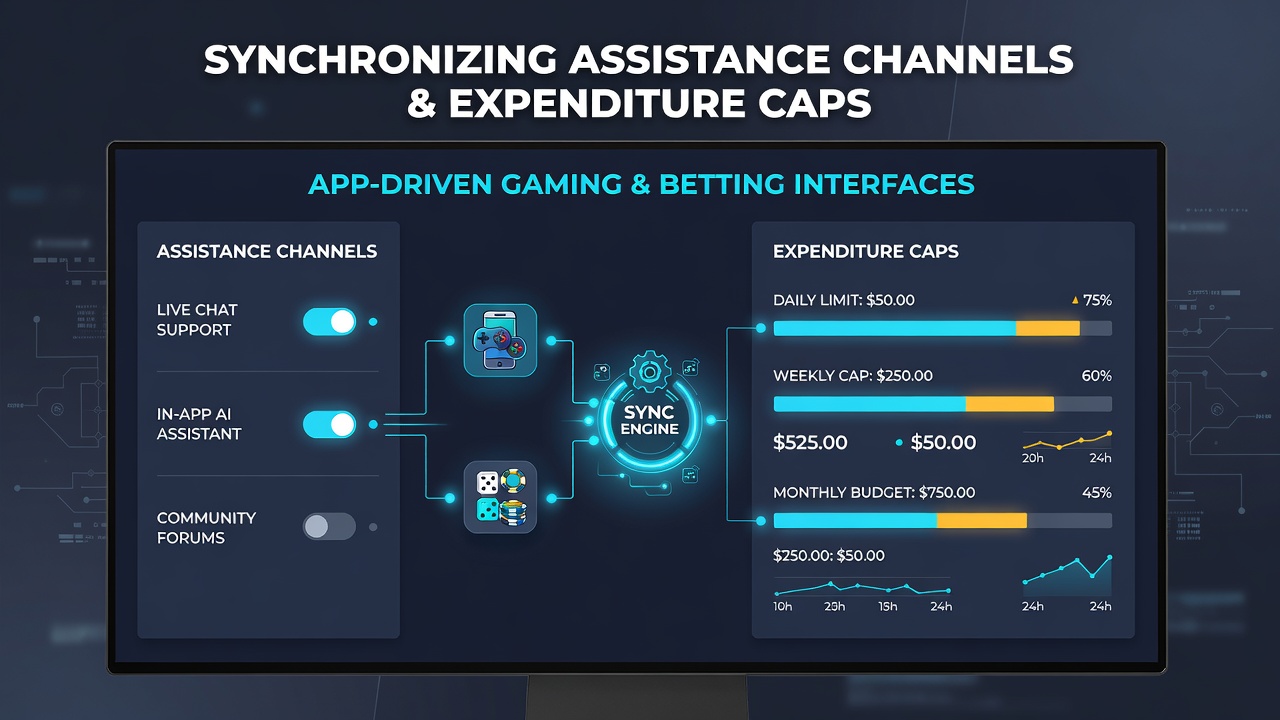 Dashboard view of synchronized support options and expenditure cap settings in a betting application